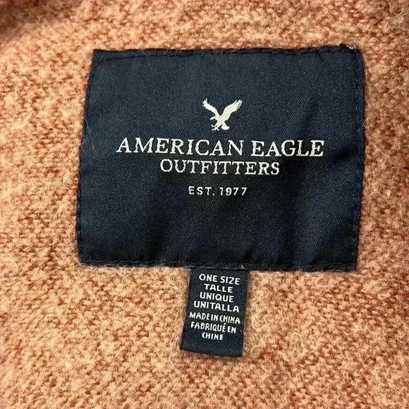 American Eagle Rust Striped Fringe Poncho Shawl Size One Size - Picture 5 of 8